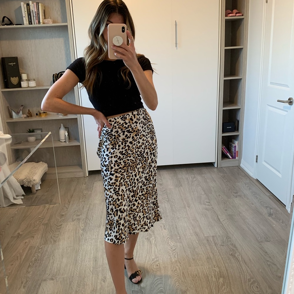 BABATON leopard print slip skirt